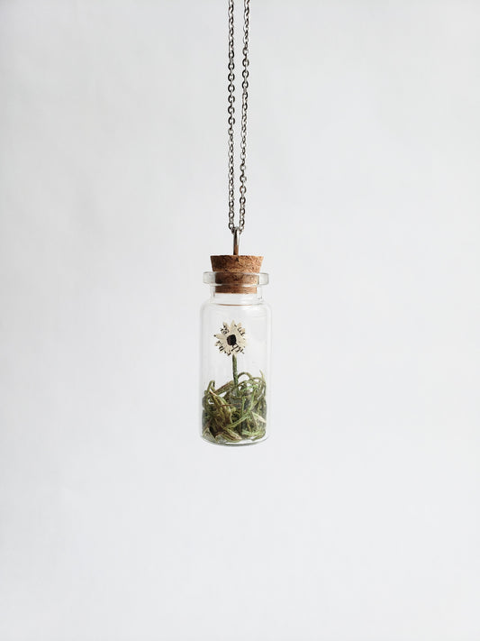 a small book page paper flower in a jar necklace - Novel Blossoms Co