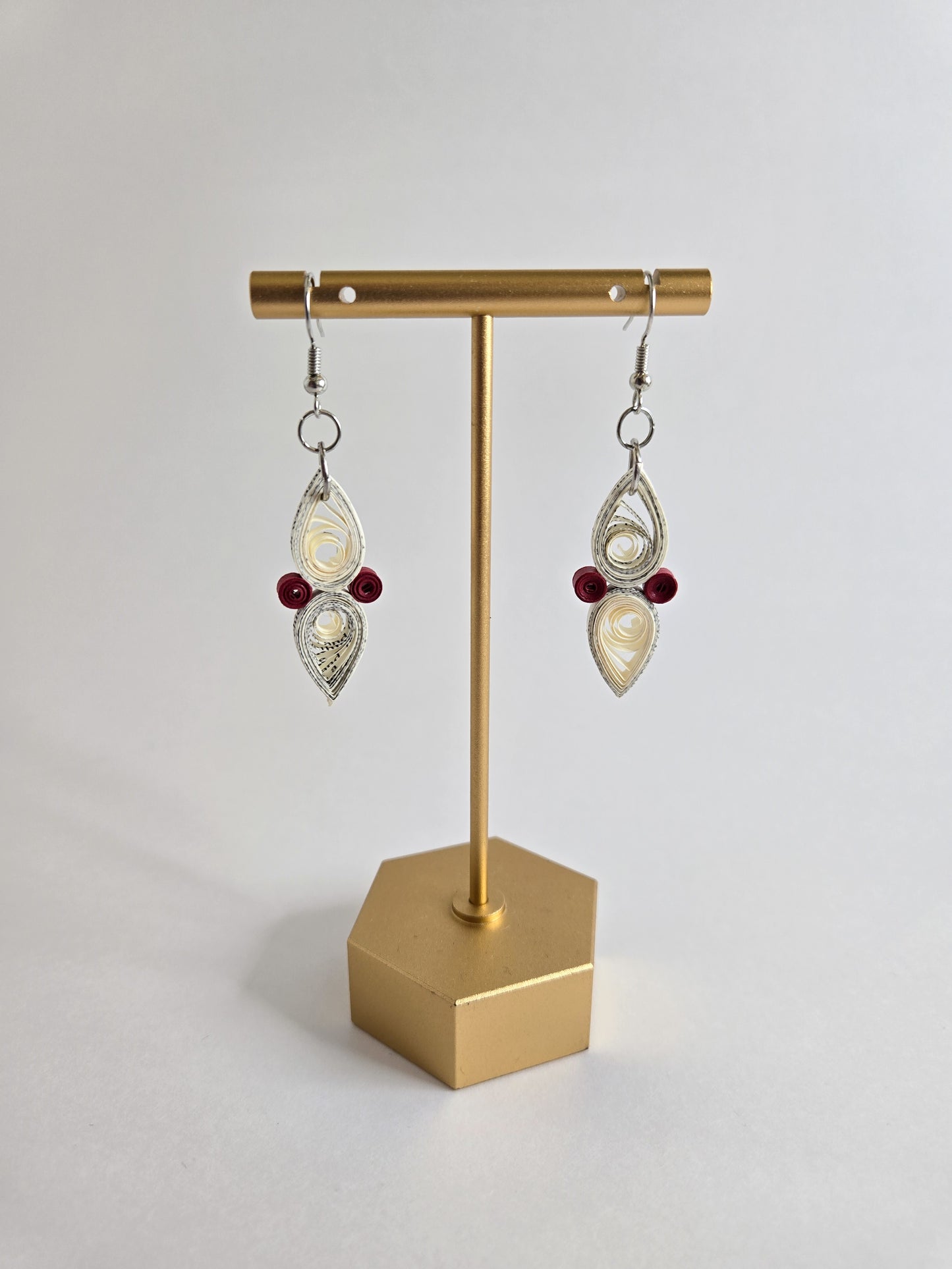 Book Page Quilling Earrings - Reader Tears Style