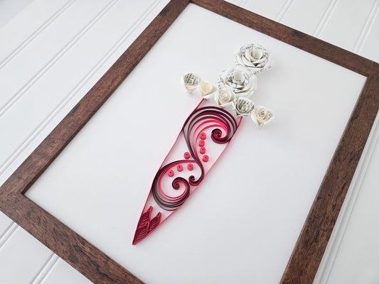 Large Framed Paper Flower Art - Poppy's Dagger Design