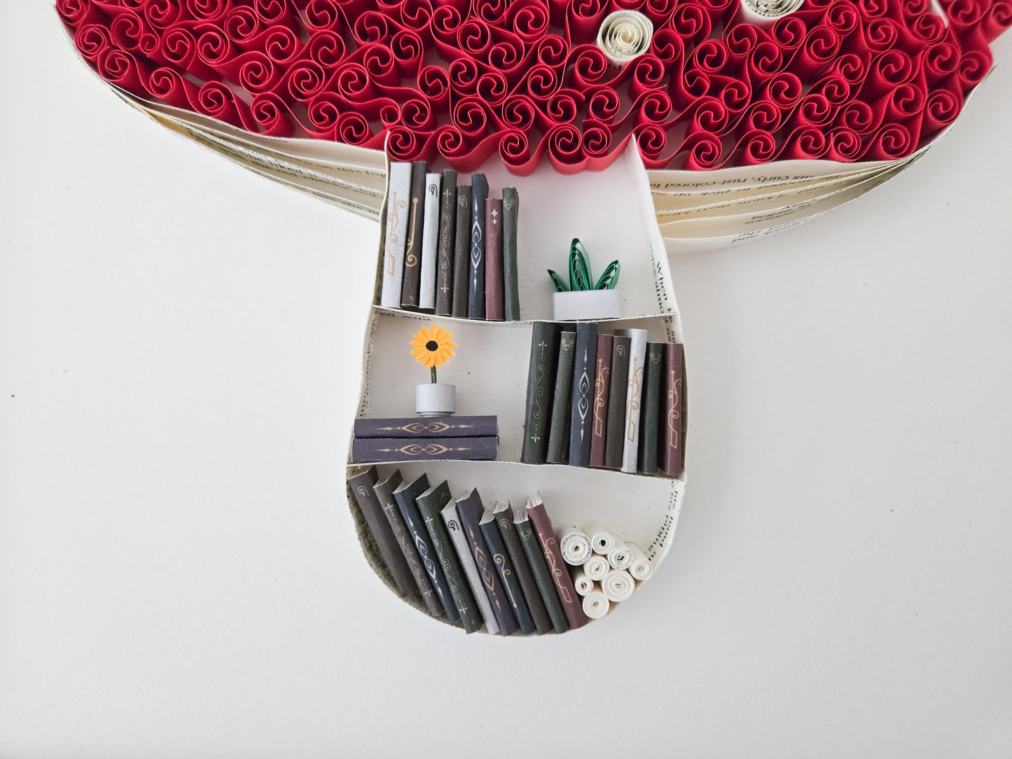 Large Framed Paper Flower Art - Mushroom Library