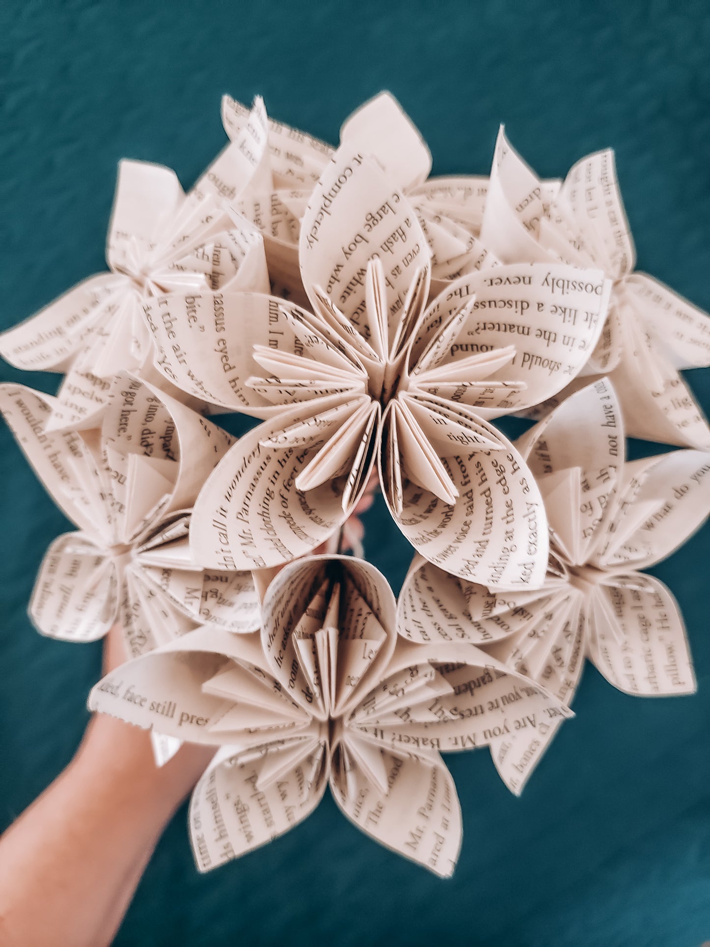 star-shaped book page paper flower bouquet - Novel Blossoms Co