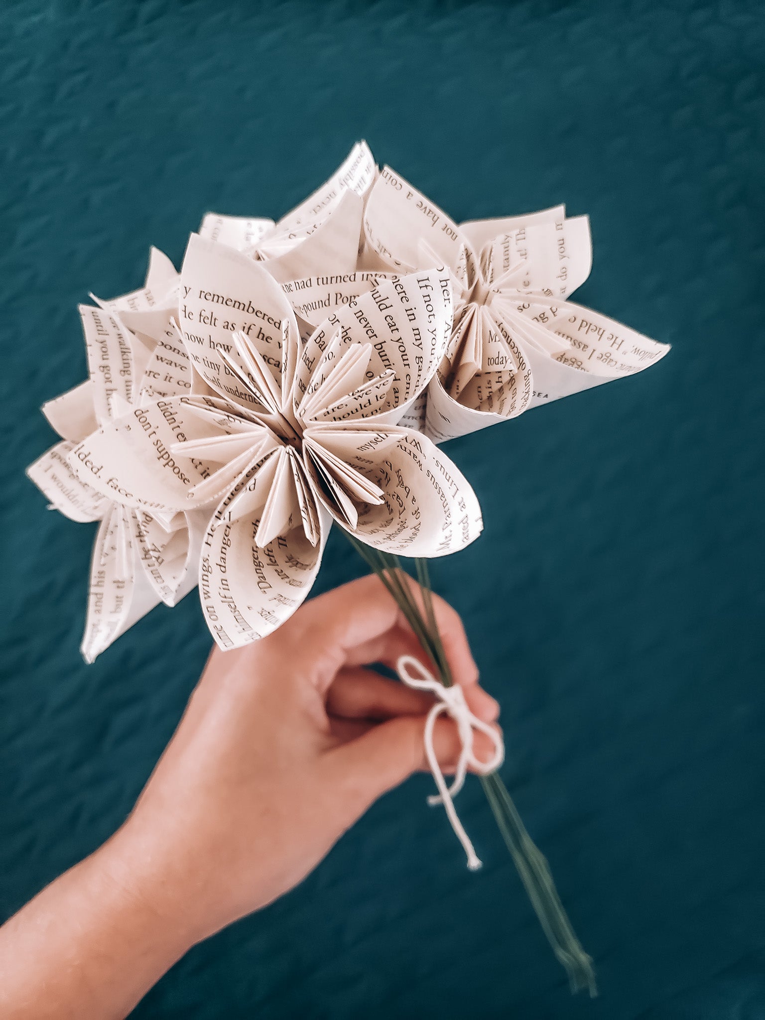 star-shaped book page paper flower bouquet - Novel Blossoms Co