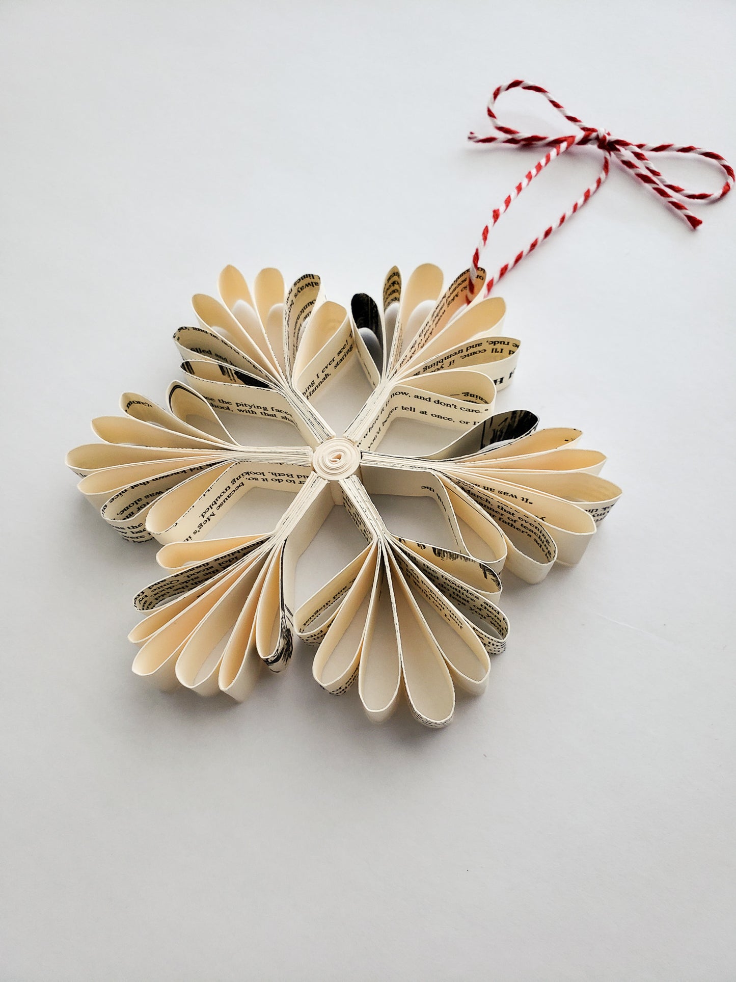 book page paper snowflake ornament - Novel Blossoms Co