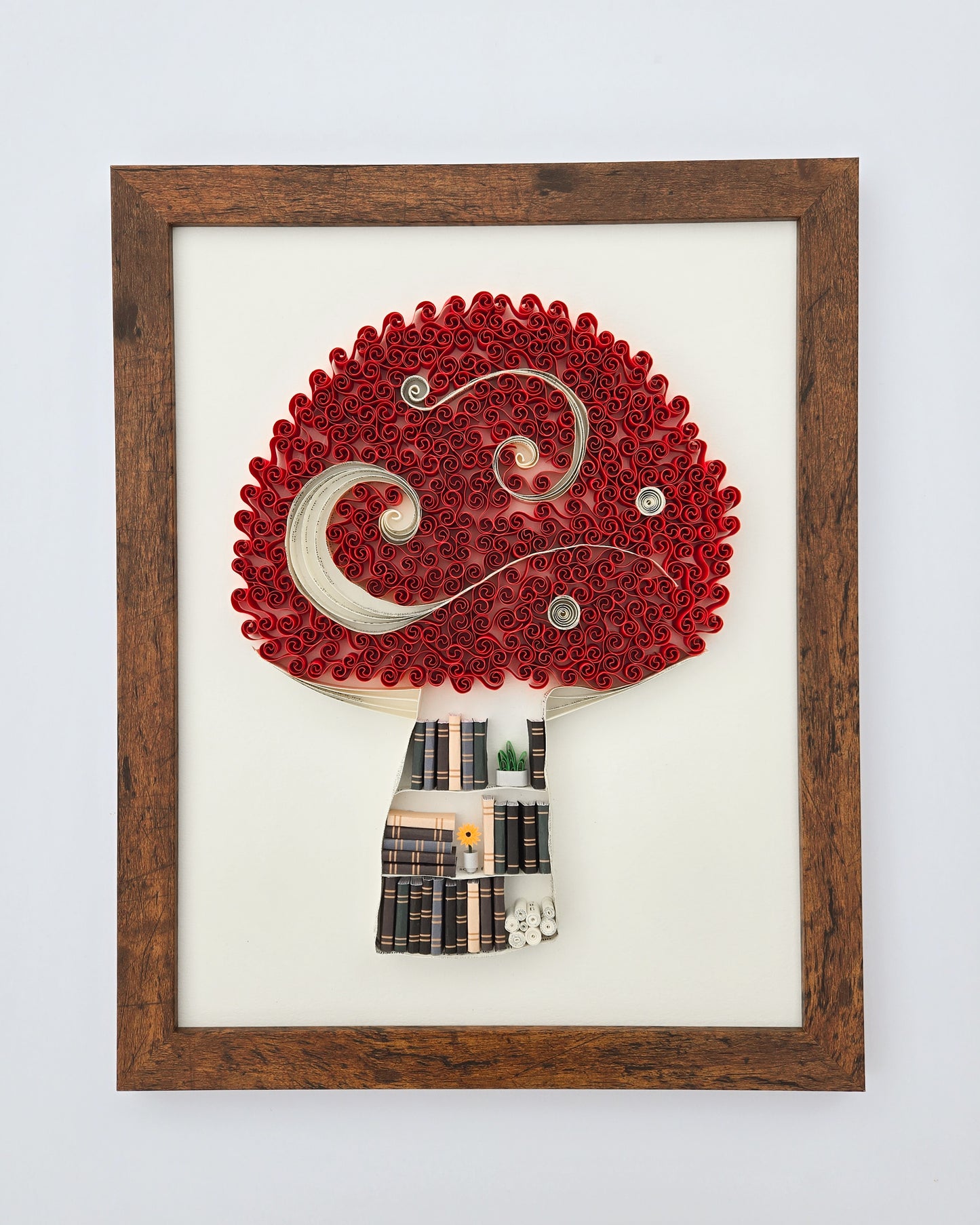 Large Framed Paper Flower Art - Mushroom Library