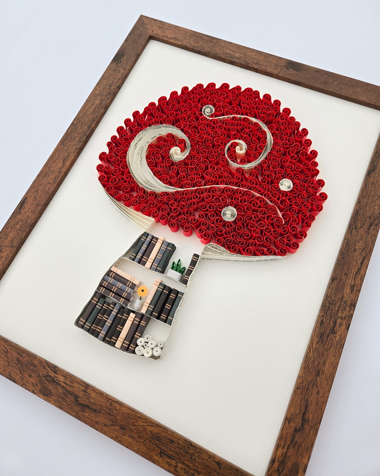 Large Framed Paper Flower Art - Mushroom Library
