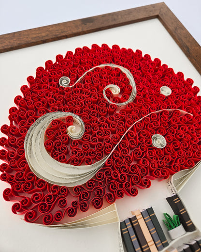 Large Framed Paper Flower Art - Mushroom Library