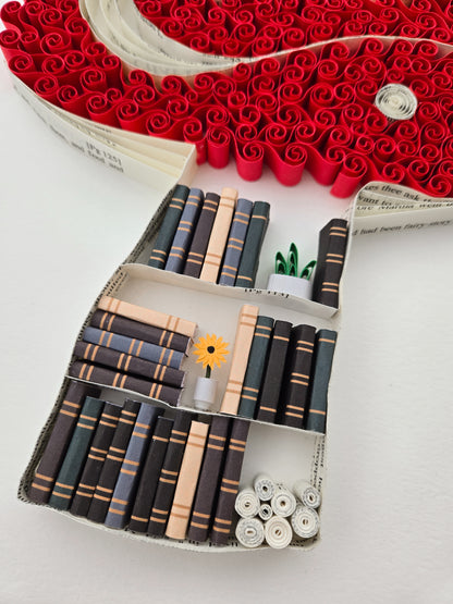 Large Framed Paper Flower Art - Mushroom Library