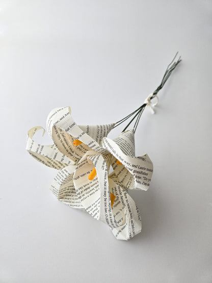 Book Page Paper Flower Bouquet - Calla Lily