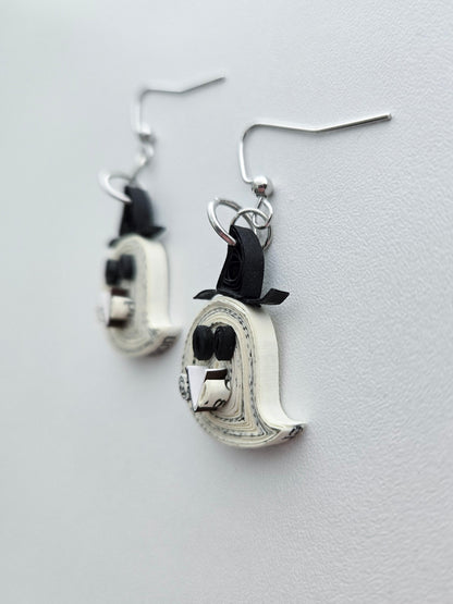 Ghost Bookish Earrings, Book Page Paper Art Jewelry, Fall Halloween Book Lover Gift, Lightweight Dangle Earrings (Copy)