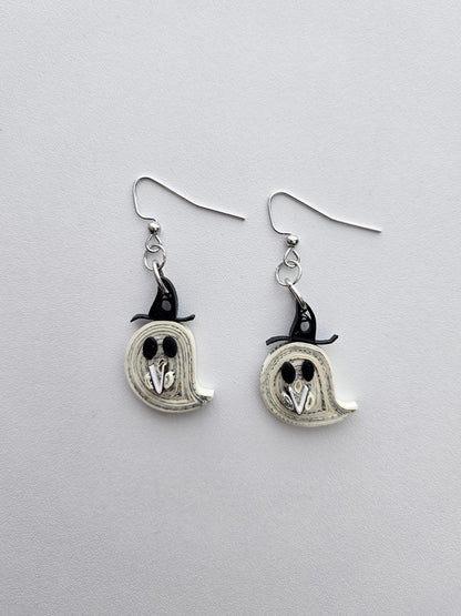 Ghost Bookish Earrings, Book Page Paper Art Jewelry, Fall Halloween Book Lover Gift, Lightweight Dangle Earrings (Copy)