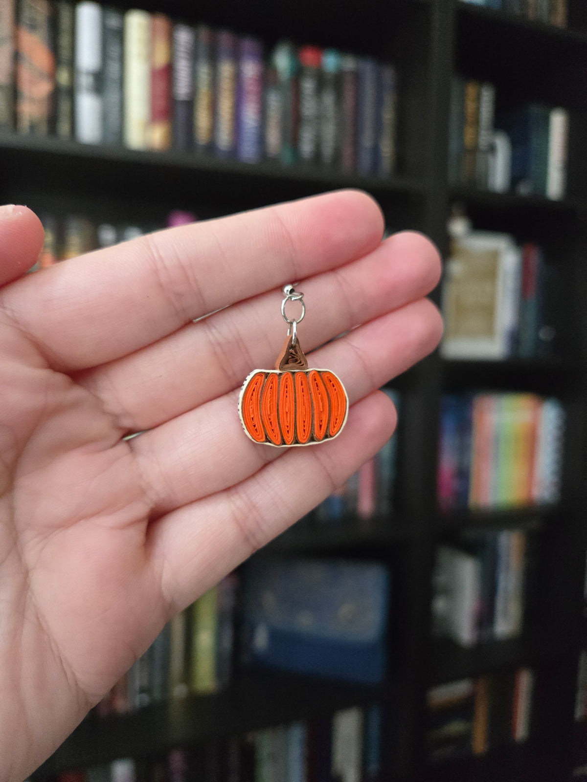 Pumpkin Bookish Earrings, Book Page Paper Art Jewelry, Fall Book Lover Gift, Lightweight Dangle Earrings