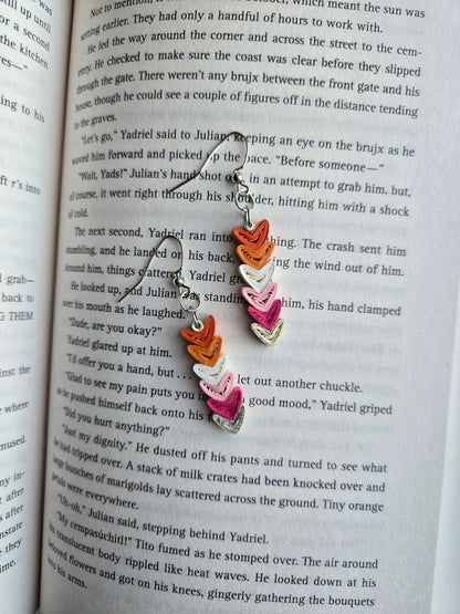 Bookish Pride Heart Earrings, Book Page Paper Art Jewelry, Queer Book Lover Gift, Lightweight Dangle Earrings