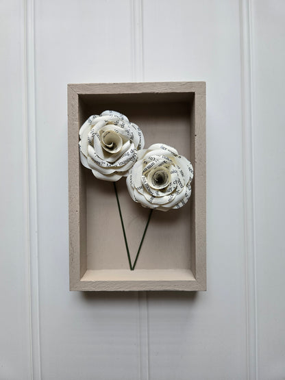 Small Framed Paper Flower Art - Roses