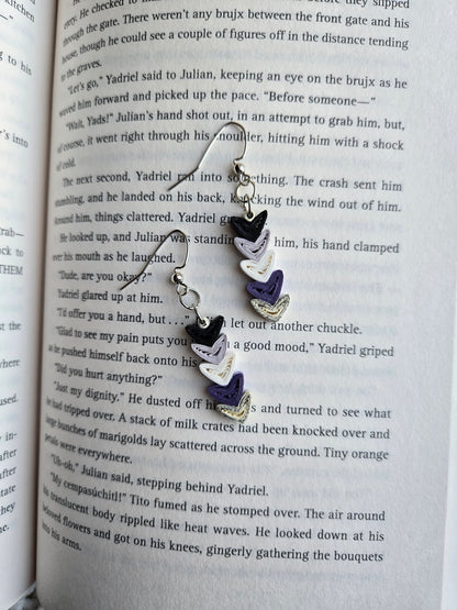Bookish Pride Heart Earrings, Book Page Paper Art Jewelry, Queer Book Lover Gift, Lightweight Dangle Earrings