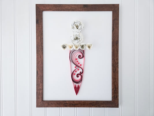 Large Framed Paper Flower Art - Poppy's Dagger Design