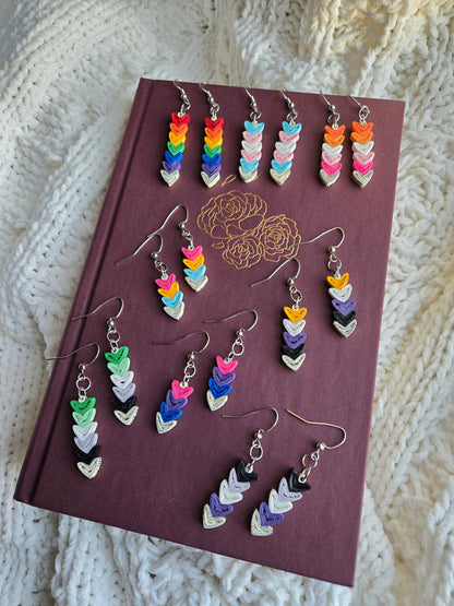 Bookish Pride Heart Earrings, Book Page Paper Art Jewelry, Queer Book Lover Gift, Lightweight Dangle Earrings
